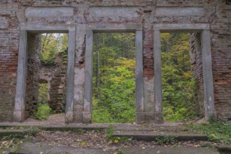 Ruins of the blue house. Scenic park Terezino udolí (Tercino údolí or Tereziino) located in the