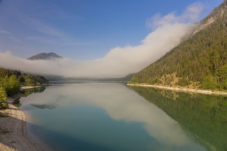 Early morning at the Sylvenstein reservoir, Reservoir in the Isarwinkel, municipality of Lenggries,