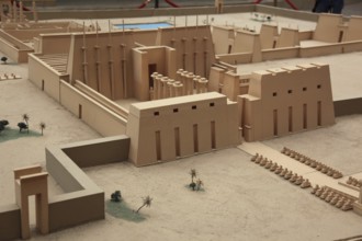 Luxor, reconstructed model in the entrance area of the temple complex of Karnak, Africa, Upper