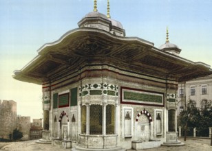 The Sultan Ahmed Fountain in Constantinople, Istanbul, Turkey, View from 1885, Historical,