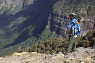 In the highlands of Abyssinia, in the Semien Mountains, landscape in the Semien Mountains National