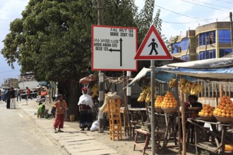 In a village in the highlands between Mekele and Lalibela, market stalls along the road, street