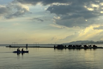 Pier in the Gulf of Thailand at a tropical sunset, Koh Samui, Thailand, Asia