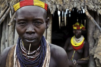 Portrait of women from the Karo tribe, Omo valley, Ethiopia, Africa