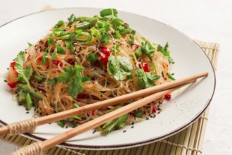 Funchosa, Korean salad, with vegetables, homemade, no people