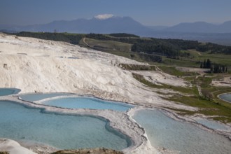 Sintered limestone terraces of Pamukkale, Pamukkale, Denizli province, Aegean region, Turkey, Asia