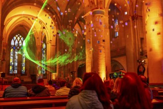 Essen Light Festival, in the city centre, light art light and blessing, in Essen Cathedral, by the