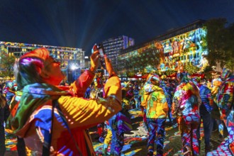 Essen Light Festival, in the city centre, light art on Kennedyplatz, the Berlin artist Daniel