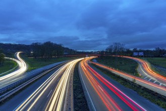 The Kaiserberg motorway junction, A40 motorway, Ruhr expressway, crosses the A3, bridge landscape,