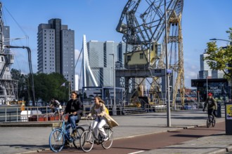 The Maritime Museum, outdoor area in the Leuvehaven, in Rotterdam, many old ships, boats, exhibits