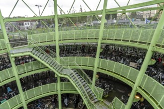 The Fiestappel, bicycle car park for over 900 bicycles, in a stylised apple shape, in Alphen aan