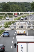 Sensors on a toll bridge, for recording motorway tolls, on the A43 motorway near Dülmen,