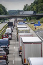 9 km long traffic jam on the A40 motorway heading east, between the Dutch border near Venlo, in