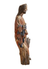 Palmesel, wooden figure from around 1380, figure of Christ, isolated on a dark background,