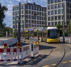 Construction work on the tram connection at Berlin Nordbahnhof, Berlin, Germany, Europe