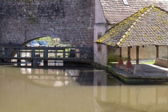 Le Bruch, historic wash house on the Lauter, Wissembourg, Northern Vosges nature park Park, Vosges,