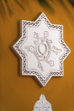 Moorish decor, ornament, Arabic, oriental, sign, symbol, star, shape, Majorelle Garden, wall, clay