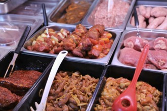 Variety of fine meat products in the butchery (Variety of fine meat products in the butchery)