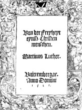 Facsimile, title of the original print of the work Von der Freiheit eines Christen Menschen,