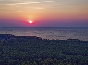 Sunset over the Baltic Sea at the Slowinski National Park, Slowinski Park Narodowy, in northern