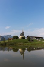 View of the church of St Nicholas, Einsiedl, Inzell, Bavaria, Germany, Europe