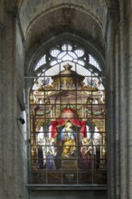 Gothic St. Nicholas Church, Stained-glass window, Ghent, Flanders, Belgium, Europe