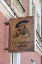 Nose sign of a pub, Der Gostenhofer Dorfschulze, Gostenhof, Nuremberg, Middle Franconia, Bavaria,