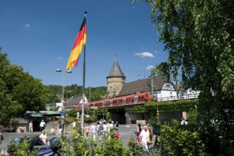 Europe, Germany, Rhineland-Palatinate, Linz, Rhine, View of railway line at Rheintor, Linz,