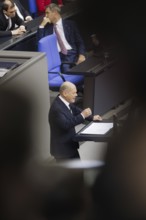 Olaf Scholz (SPD), Federal Chancellor, at the government statement in the German Bundestag, Markus