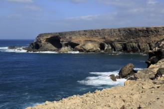 Headland with caves being eroded by waves, Ajuy, Fuerteventura, Canary Islands, Spain, Europe