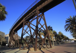 El Cable Inglés raised railway line, Almeria city, Spain built 1902-1904 for iron ore export