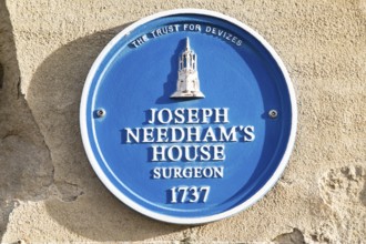 Joseph Needham House, surgeon, 1737, blue plaque the Trust for Devizes, Wiltshire, England, UK