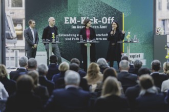 (L-R) Philipp Lahm, former professional footballer and European Championship ambassador, Bernd