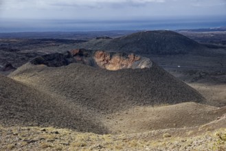 Volcanic landscape of the Fire Mountains, Montañas del Fuego, Timanfaya National Park, Lanzarote,