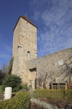 White Tower with historic town fortifications, town wall, Dinkelsbühl, Middle Franconia, Franconia,