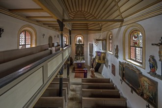 Interior of the baroque church of St Vitus, built in 1464, Altenthann, Middle Franconia, Bavaria,