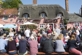 Street party celebrating royal wedding of Prince harry and Meghan Markle, Sorrel Horse Suffolk,