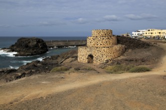 Historic fortification village fishing harbour at El Cotillo, Fuerteventura, Canary Islands, Spain,