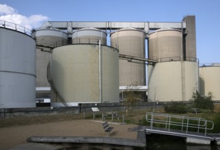 Industrial tanks and structures of the sugar factory at Cantley, Norfolk, England, United Kingdom,