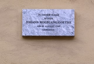 Memorial plaque, information plaque, Goethe House, birthplace of Johann Wolfgang von Goethe, Großer