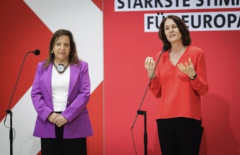 (R-L) Katarina Barley, SPD politician and Member of the European Parliament and Iratxe Garcv?a