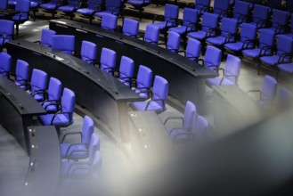 Empty chairs in the German Bundestag. Berlin, 13.06.2024