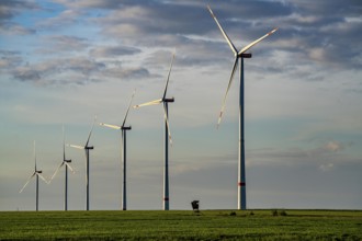 RWE wind farm near Bedburg, at the Garzweiler opencast mine, on recultivated part of the opencast