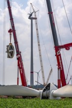 Dismantling of a wind power plant in a wind farm near Issum, 9 older wind turbines from the