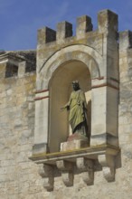 Our Lady with halo, Saint-Paul-Trois-Châteaux, St, Madonna figure, detail, crown, stone wall,