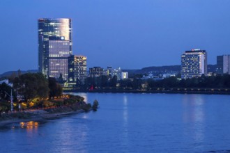 Skyline Bonn on the Rhine, in front the UNFCCC Secretariat of the Framework Convention on Climate