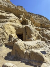 Partial view of former Roman necropolis with sandstone caves carved into sandstone Cave tombs