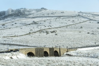 Aubrac plateau. Marchastel bridge on river Bès. Lozere department. Occitanie. France