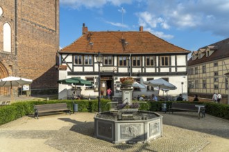 Town fountain in Tangermünde, Saxony-Anhalt, Germany, Europe