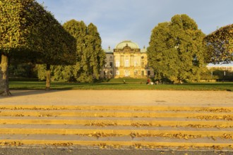 Japanese palace in the evening light, Elbe side, Dresden, Saxony, Germany, Europe